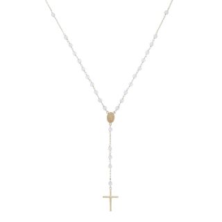 10K Gold Crystal Rosary Necklace