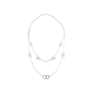 Closeout CT. T.W. Diamond Sterling Silver Double Chain Necklace, White, Womens