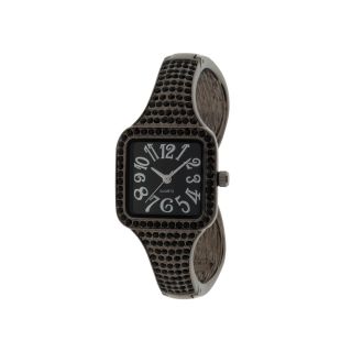 Womens Allover Crystal Accent Dress Watch, Black