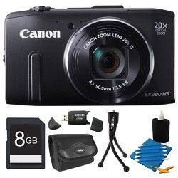 Canon PowerShot SX280 HS Black Digital Camera 8GB Bundle