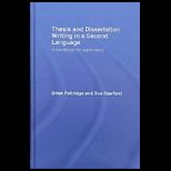 Thesis and Dissertation Writing in a Second Language A Handbook for Supervisors