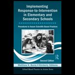 Implementing Response to Intervention in Elementary and Secondary Schools