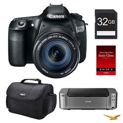Canon EOS 60D DSLR Camera 18 200mm Lens, 32GB, Printer Bundle