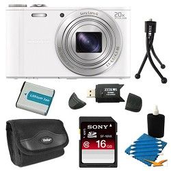 Sony DSC WX300/W White Digital Camera 16GB Bundle