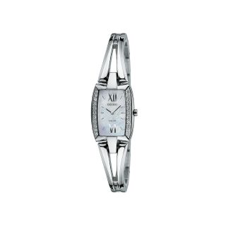 Seiko Crystal Accent Silver Tone Bangle Solar Watch, Womens