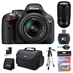 Nikon D5200 DX Format Digital SLR Camera 18 55mm and 70 300mm AF S VR Lens Kit