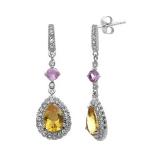 Alexandra Gem Yellow Quartz & Sapphire Drop Earrings, Womens