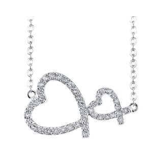 Bridge Jewelry Pure Silver Plated Double Heart Crystal Necklace