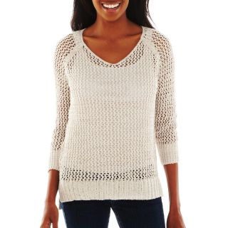 Open Stitch Sweater   Petite, Natural, Womens