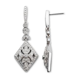 1/10 CT. T.W. Diamond Sterling Silver Dangle Earrings, Womens