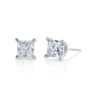 Simulated Diamond, Diamonore Studs 1 CTW 14K, White/Gold, Womens