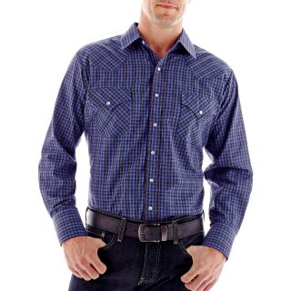 Ely Cattleman Plaid Shirt Big and Tall, Blue, Mens