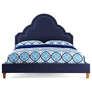 HAPPY CHIC BY JONATHAN ADLER Crescent Heights Linen Upholstered Bed, Navy