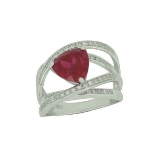 Lab Created Ruby & White Sapphire Crisscross Ring, Womens