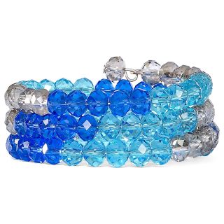 Blue & Clear Glass Bead Coil Bracelet