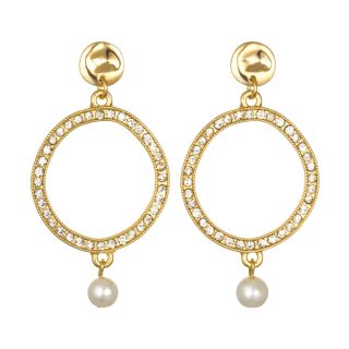 PALOMA & ELLIE Crystal & Simulated Pearl Open Disc Earrings, Womens