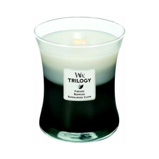 Woodwick Trilogy Warm Woods Candle, Silver