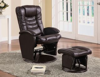 Coaster Modern Style Swivel Glider Chair with Ottoman in Brown Model