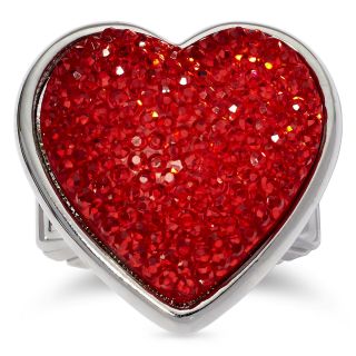 LIZ CLAIBORNE Red Glitter Heart Stretch Ring