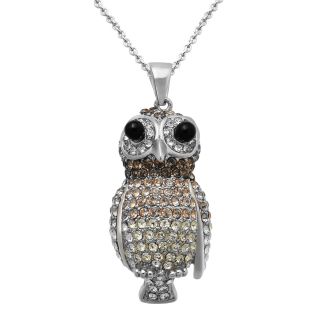 Alexandra Gem Genuine Onyx & Multi Crystal Owl Pendant, Womens