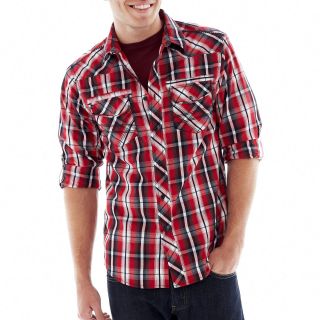 Chalc Plaid Woven Shirt, Red/Black, Mens