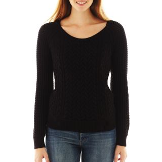A.N.A Cable Knit Sweater, Black, Womens