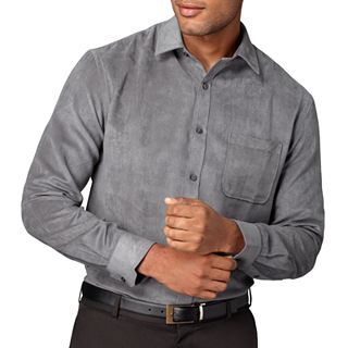 Van Heusen Suede Feel Button Front Shirt, Blue/Grey, Mens