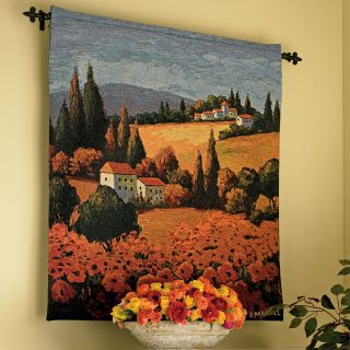 Tuscan Poppies Hanging Wall Tapestry with Rod