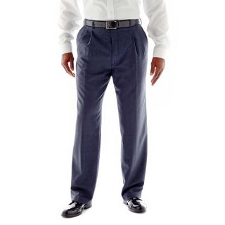 Stafford Travel Pleated Trousers   Portly, Navy Shark, Mens