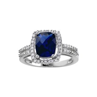 Sterling Lab Created Sapphire Ring, Womens