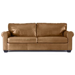 CLOSEOUT Possibilities Roll Arm Leather 59 Sofa, Sahara