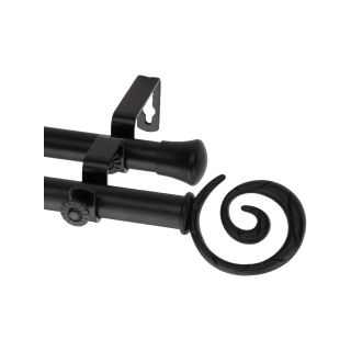 ROD DESYNE Double Curtain Rod with Spiral Finials, Black