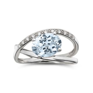 Sterling Aquamarine & Lab Created White Sapphire Crossover Ring, Womens