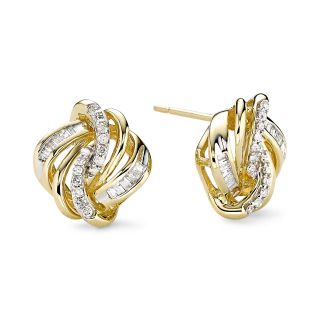 1/4 CT. T.W. Diamond 10K Yellow Gold Love Knot Earrings, Womens