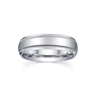 Mens 6mm Sterling Silver Wedding Band, White