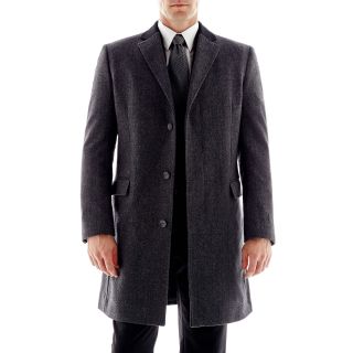 Stafford Claiborne Contrast Collar Topcoat, Charcoal Hb, Mens