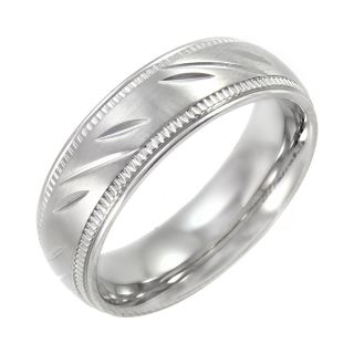 Mens 7mm Comfort Fit Stainless Steel Wedding Band, White
