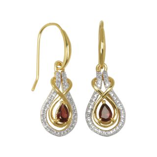 Bridge Jewelry 18K Gold Plated Garnet & Diamond Accent Swirl Earrings