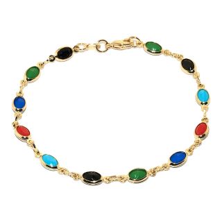 Bridge Jewelry 14K Gold Plated Multicolor Faceted Glass Bead Bracelet