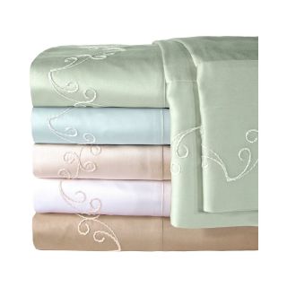 American Heritage 300tc Set of 2 Egyptian Cotton Sateen Embroidered Pillowcases,