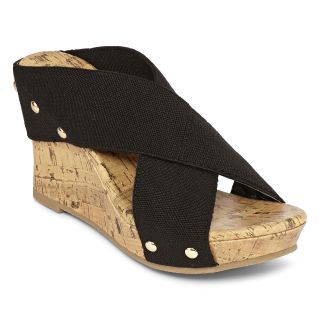 A.N.A Solid Lexi Wedge Sandals, Black, Womens