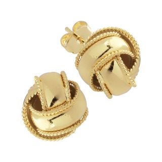 Bridge Jewelry Gold Plated Love Knot Earrings with Twisted Rope Edges