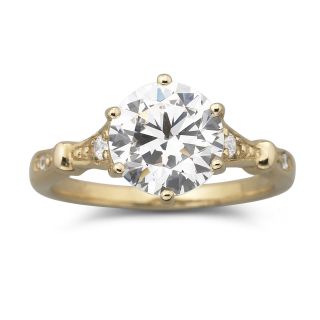 DiamonArt 14K Gold Plated Sterling Silver Oval Cubic Zirconia Ring, Womens