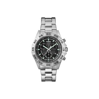 Timex Mens Silver Tone Black Dial Chronograph Watch