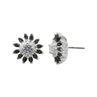 Bridge Jewelry Black & White Crystal Flower Earrings