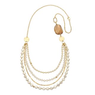 PALOMA & ELLIE Gold Agate & Simulated Pearl Multi Strand Necklace, Womens