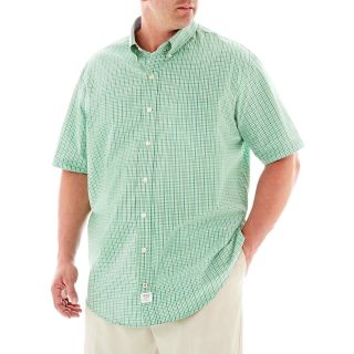 Izod Short Sleeve Plaid Woven Shirt Big and Tall, Green, Mens