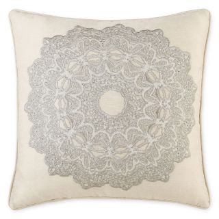 ROYAL VELVET Zinnia Square Decorative Pillow, Ivory