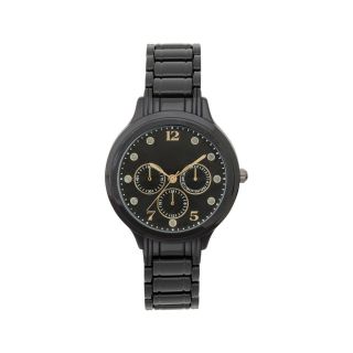 Womens Black Dial Crystal Accent Watch