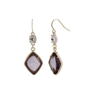 Worthington Gold Tone Purple Stone Drop Earrings